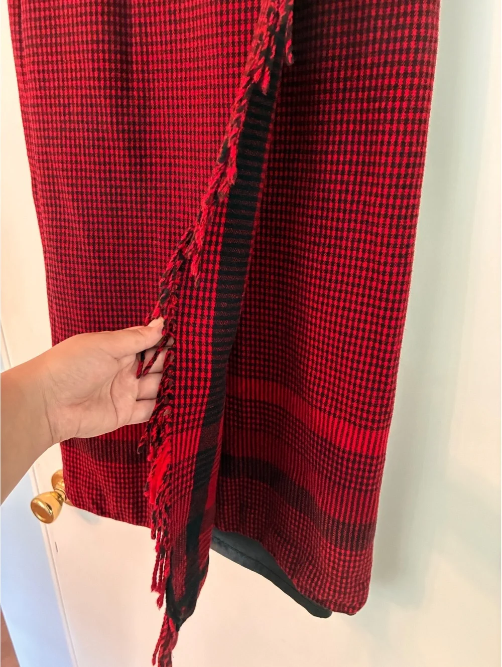 Vintage Pendleton 100% Wool Plaid Fringe Wrap Skirt USA Size 10